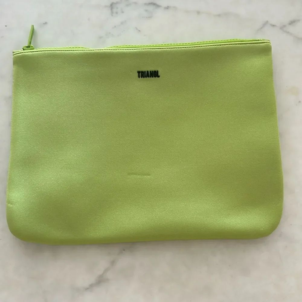 TRIANGL NEOPRENE Swim Travel or Makeup Bag LIME GREEN NEW